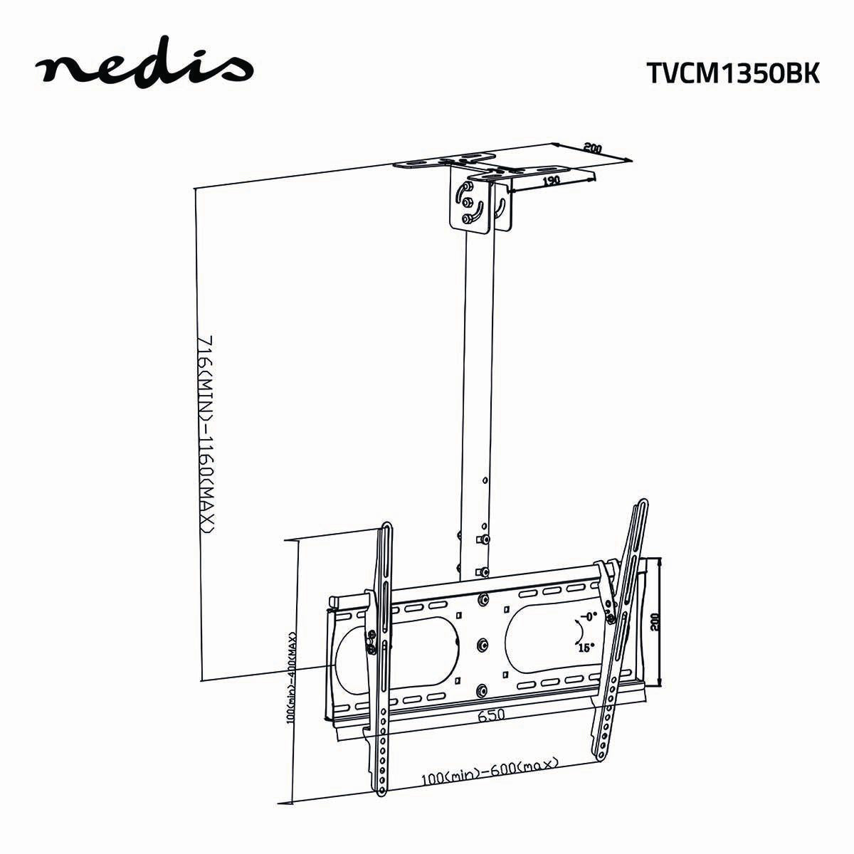 TV Tiltable ceiling mount (42-65", 45kg)