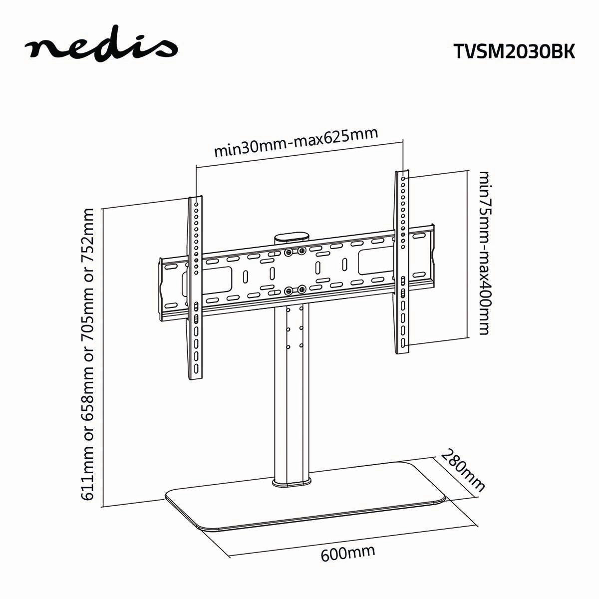 TV Tripod Fixed w. 4 Height Positions (32-65", 45kg)