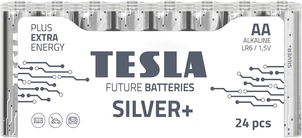 Tesla Silver+ AA Alkaline Batteries (24 pcs)