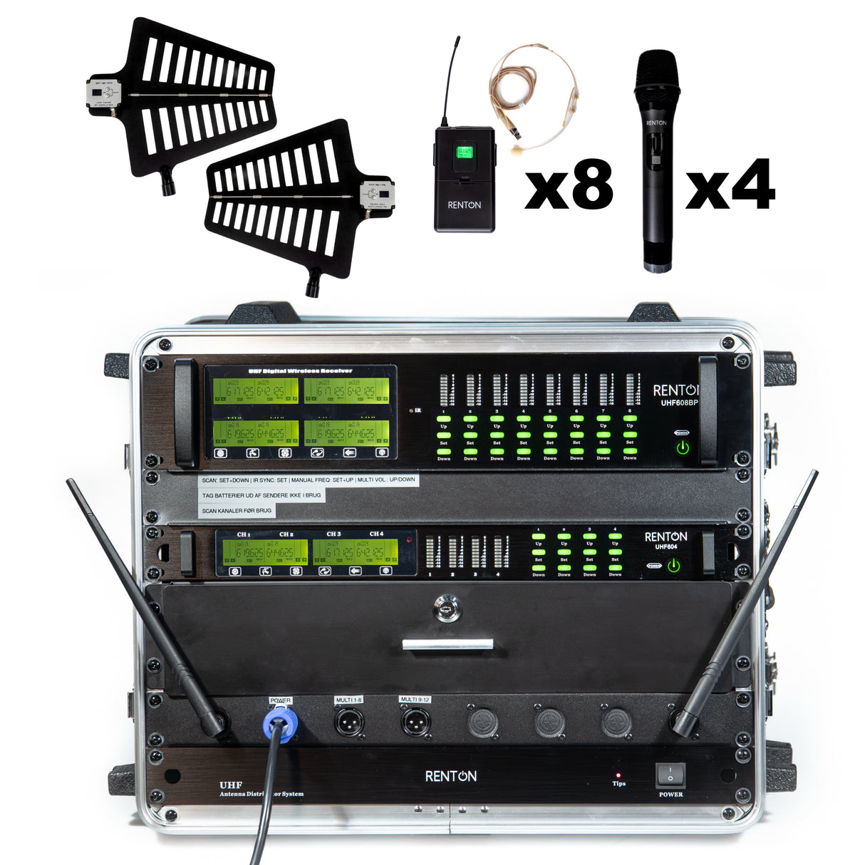 Renton Rack Wireless Combo System (4 Handheld + 8 Headset)