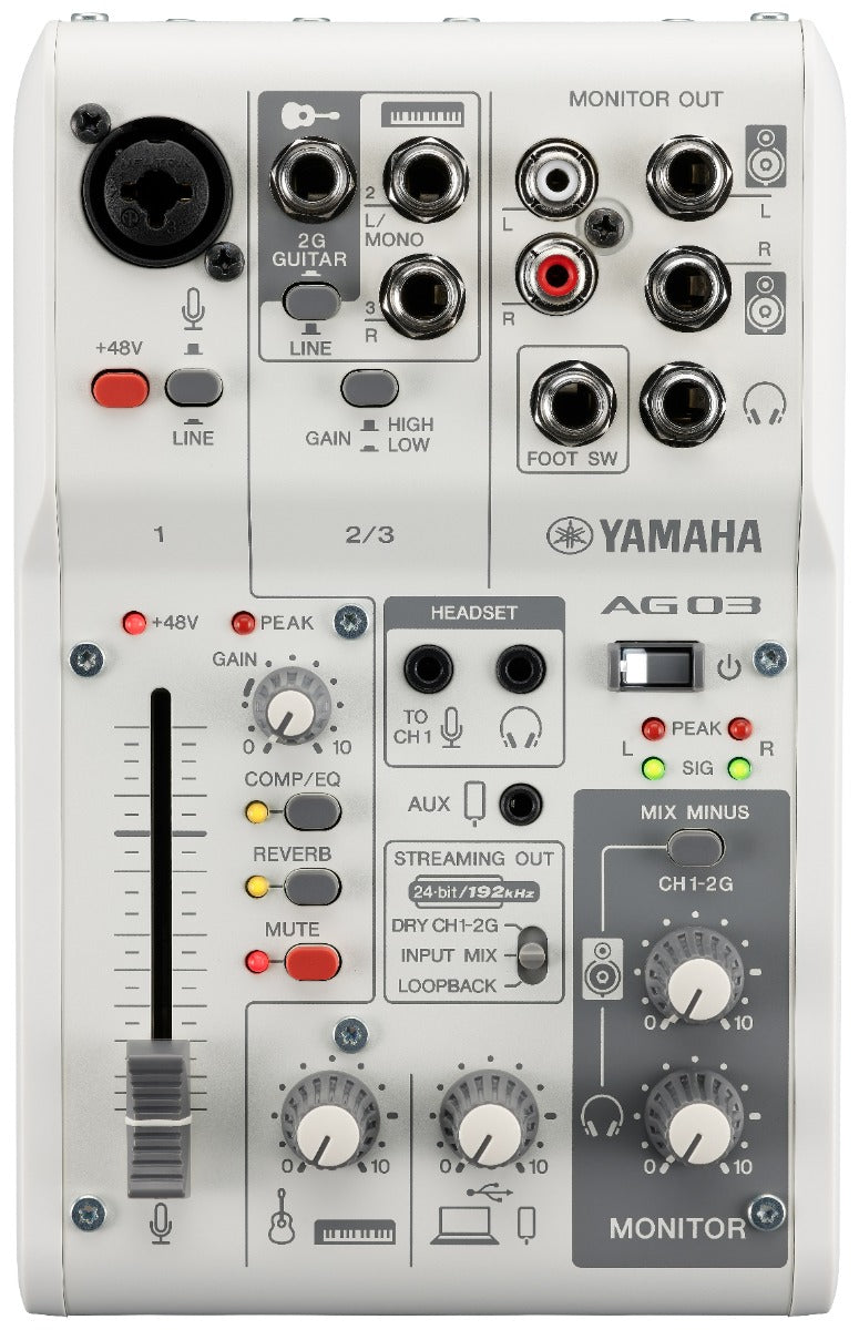 Yamaha AG03 MkII - Live Streaming Mixer (White)