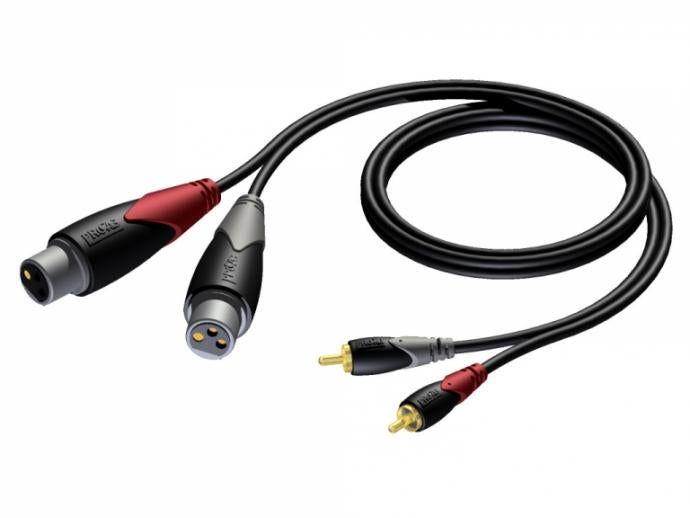 Adapter Cable 2 x XLR Female to 2 x RCA Phono Male