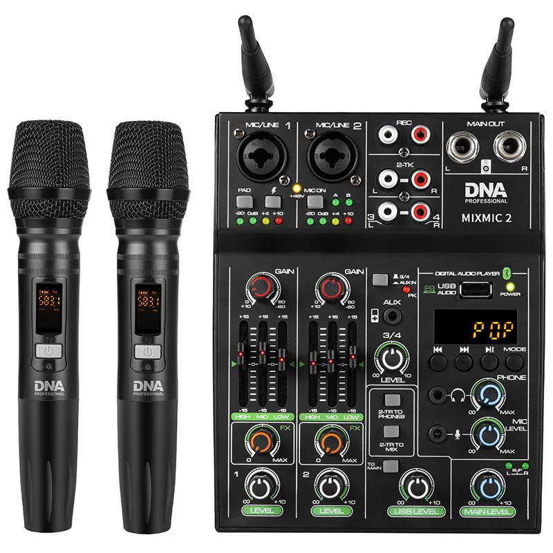 DNA MIXMIC 2 lydmixer USB Bluetooth + trådløst mikrofonsæt