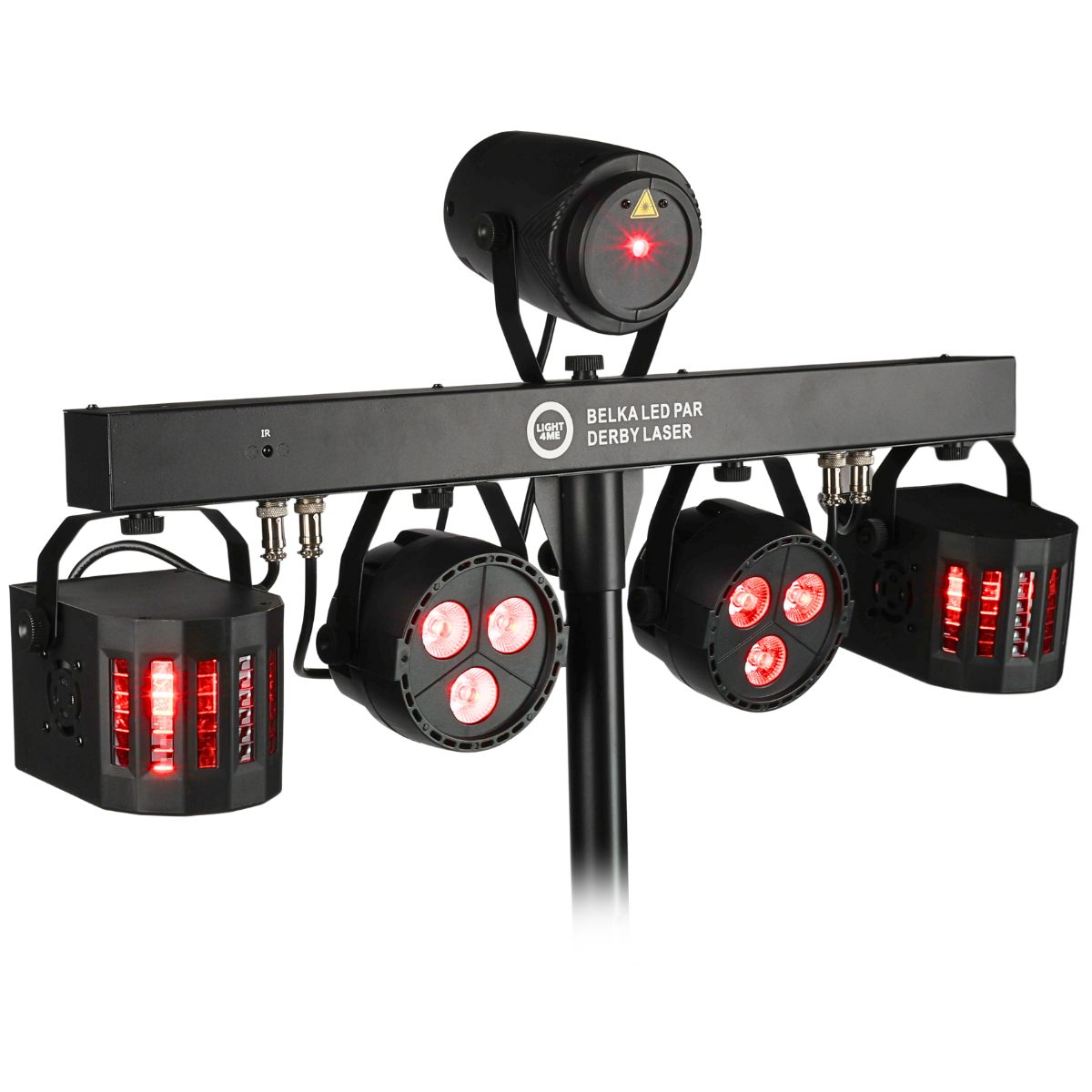 LIGHT4ME T-BAR LED PAR DERBY LASER Disco Light Multi-Effect Set