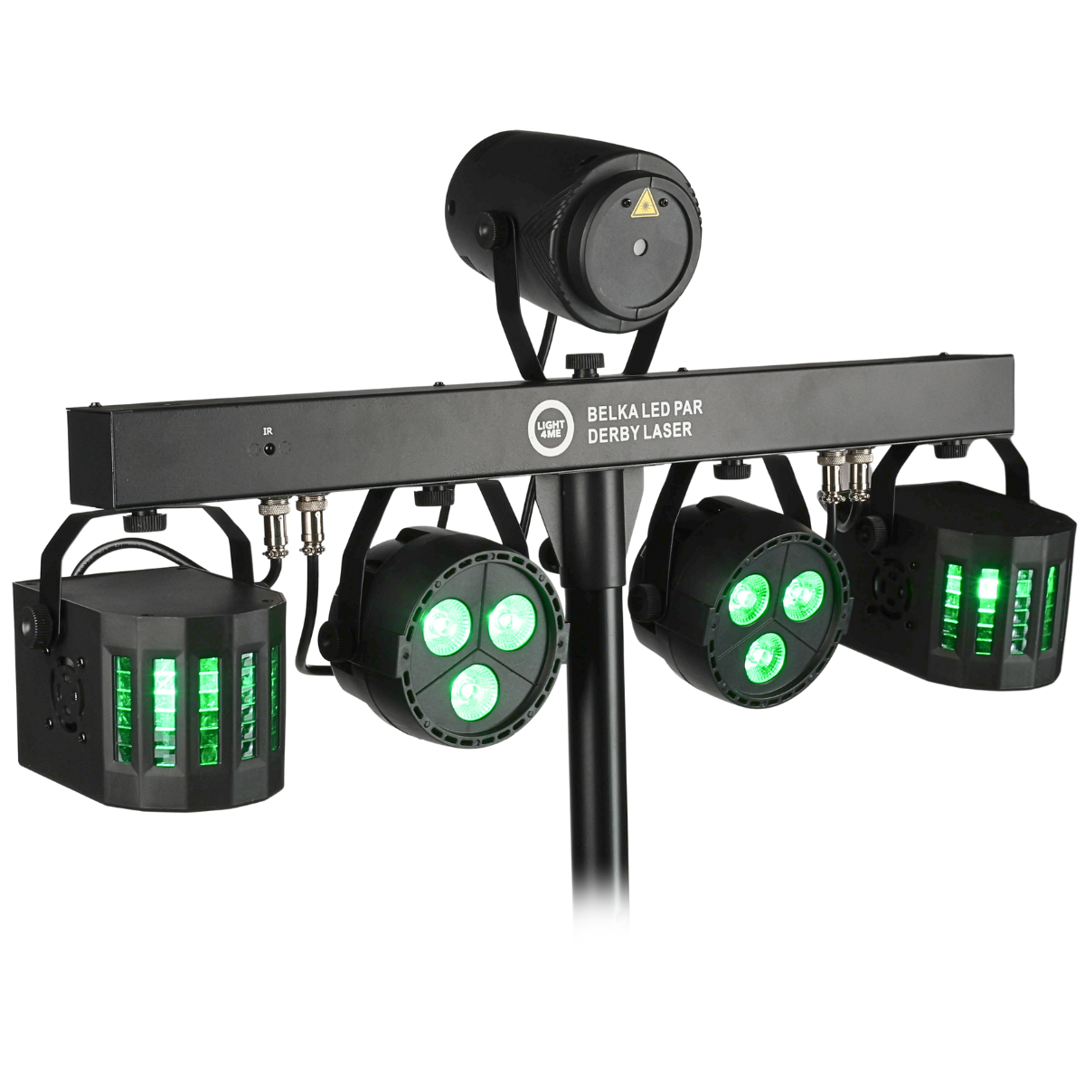 LIGHT4ME T-BAR LED PAR DERBY LASER Disco Light Multi-Effect Set