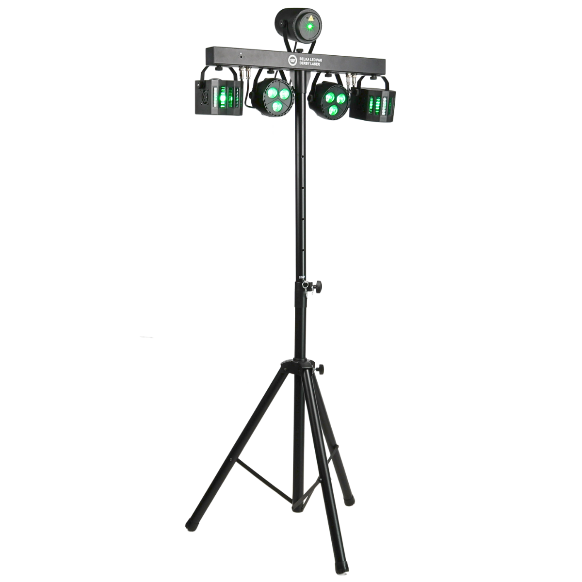 LIGHT4ME T-BAR LED PAR DERBY LASER Disco Light Multi-Effect Set