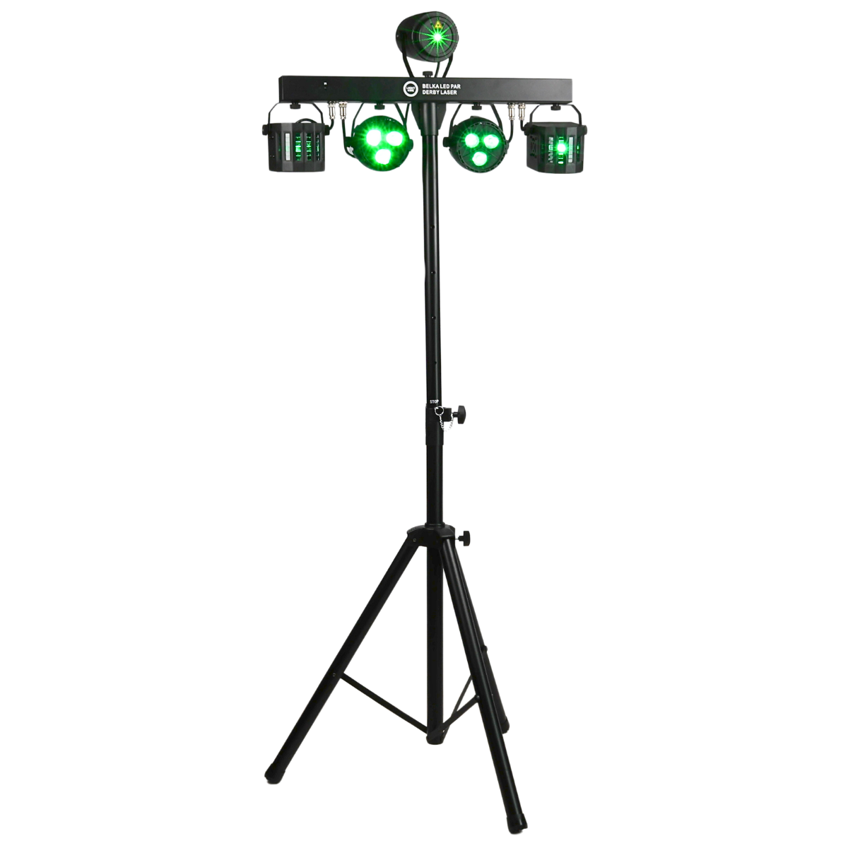 LIGHT4ME T-BAR LED PAR DERBY LASER Disco Light Multi-Effect Set