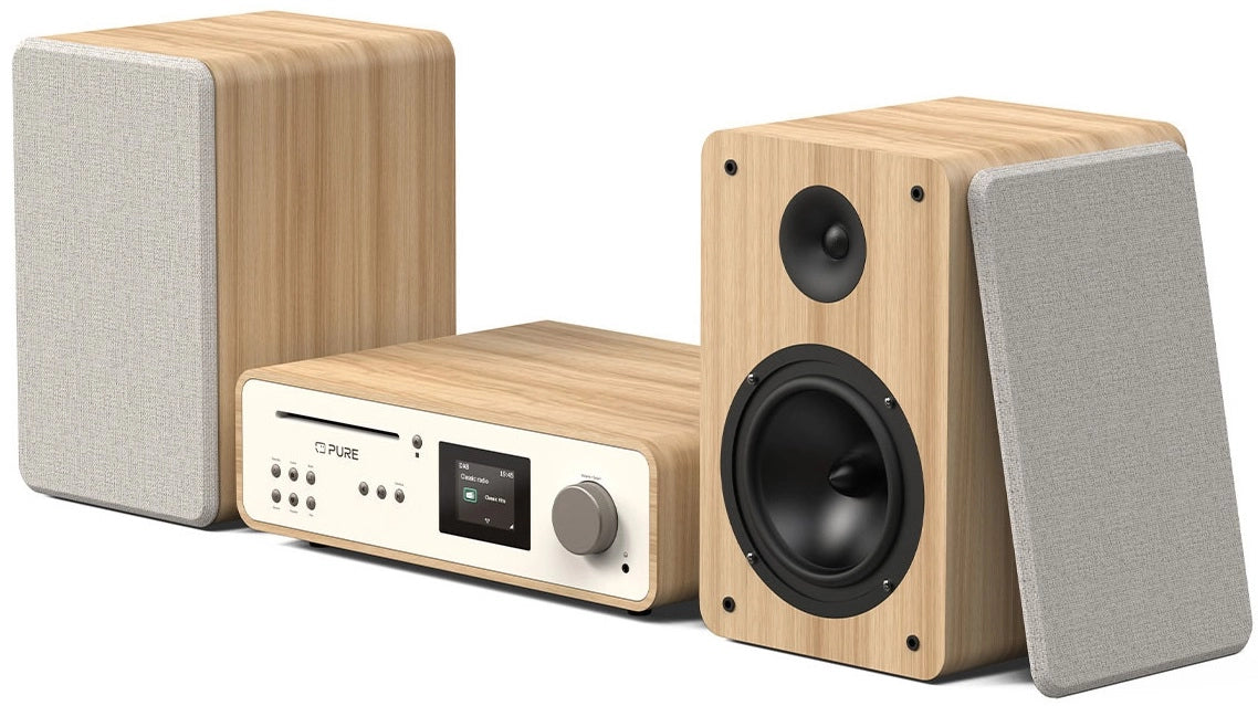 Pure Classic Stereo Hi-Fi System – DAB+, CD, Bluetooth, 100W, Oak