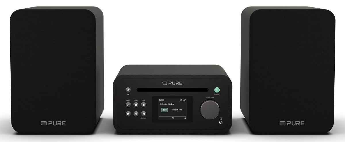 Pure Classic Stereo Mini Hi-Fi System – DAB+, CD, Bluetooth, 40W, Black