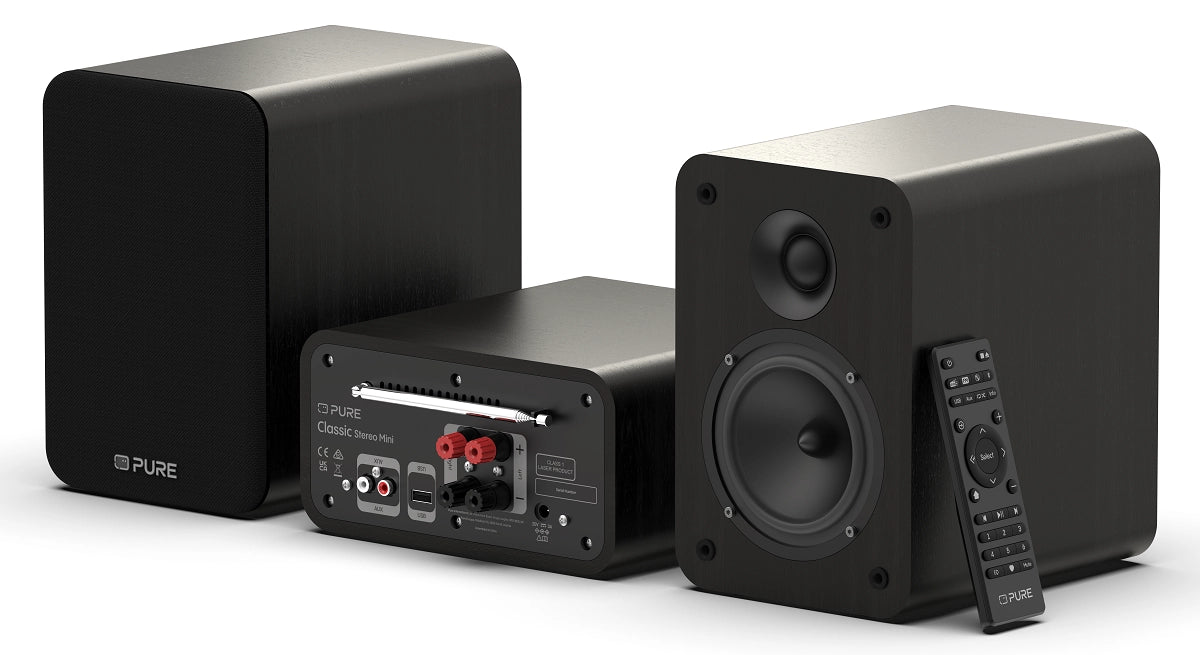 Pure Classic Stereo Mini Hi-Fi System – DAB+, CD, Bluetooth, 40W, Black