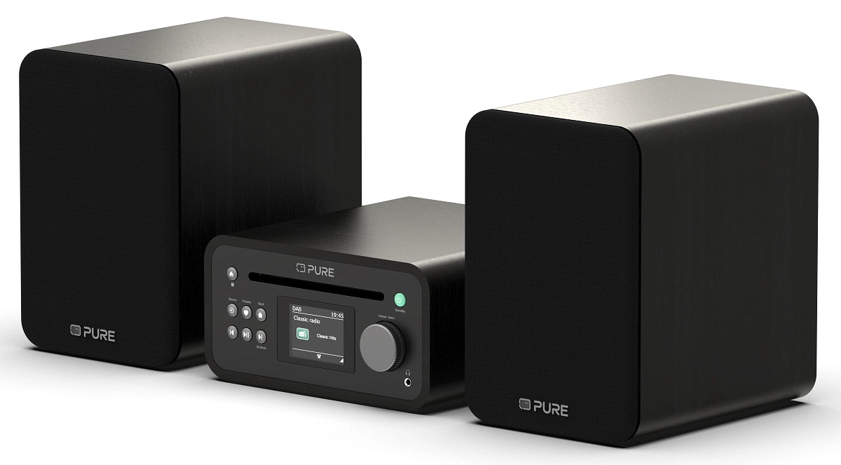 Pure Classic Stereo Mini Hi-Fi System – DAB+, CD, Bluetooth, 40W, Black