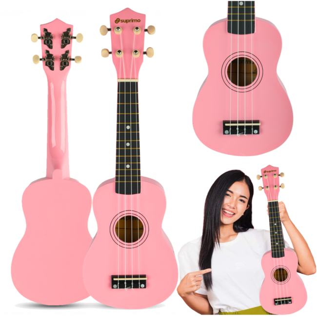SUPRIMO UK21 PK soprano ukulele 21" pink wood