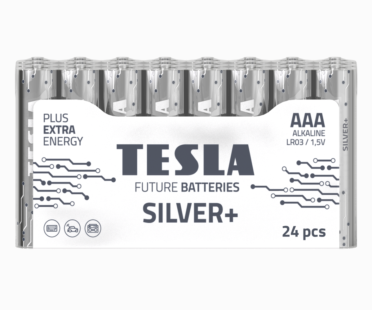 Tesla Silver+ AAA Alkaline Batteries (24 pcs)