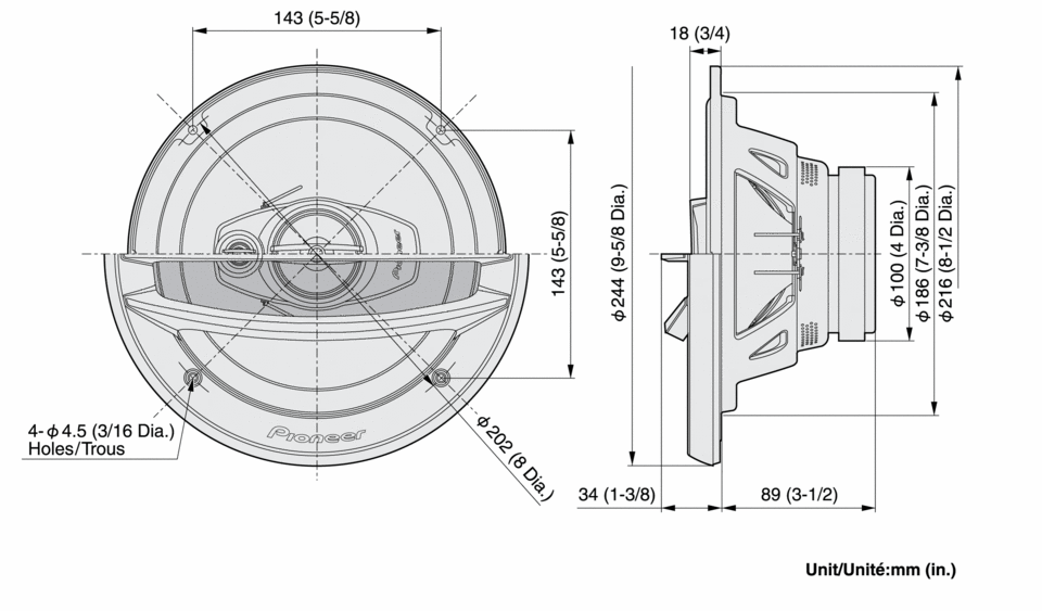 Pioneer TS-A2013i 3-way Speaker (500W, 20 cm)