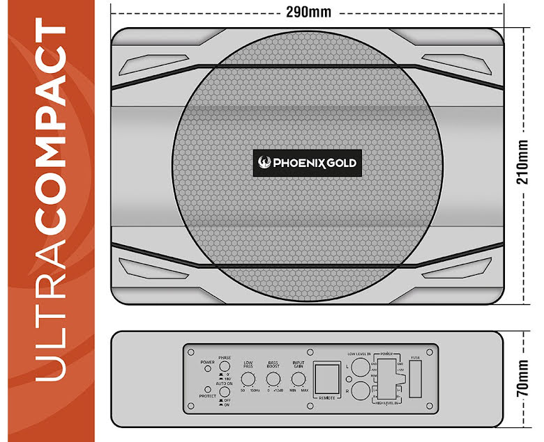 Phoenix Gold Z880 8" active subwoofer