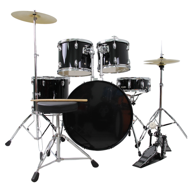V-TONE VD KIT PRO Acoustic Drum Kit – Black incl. Drumsticks & Drum Throne