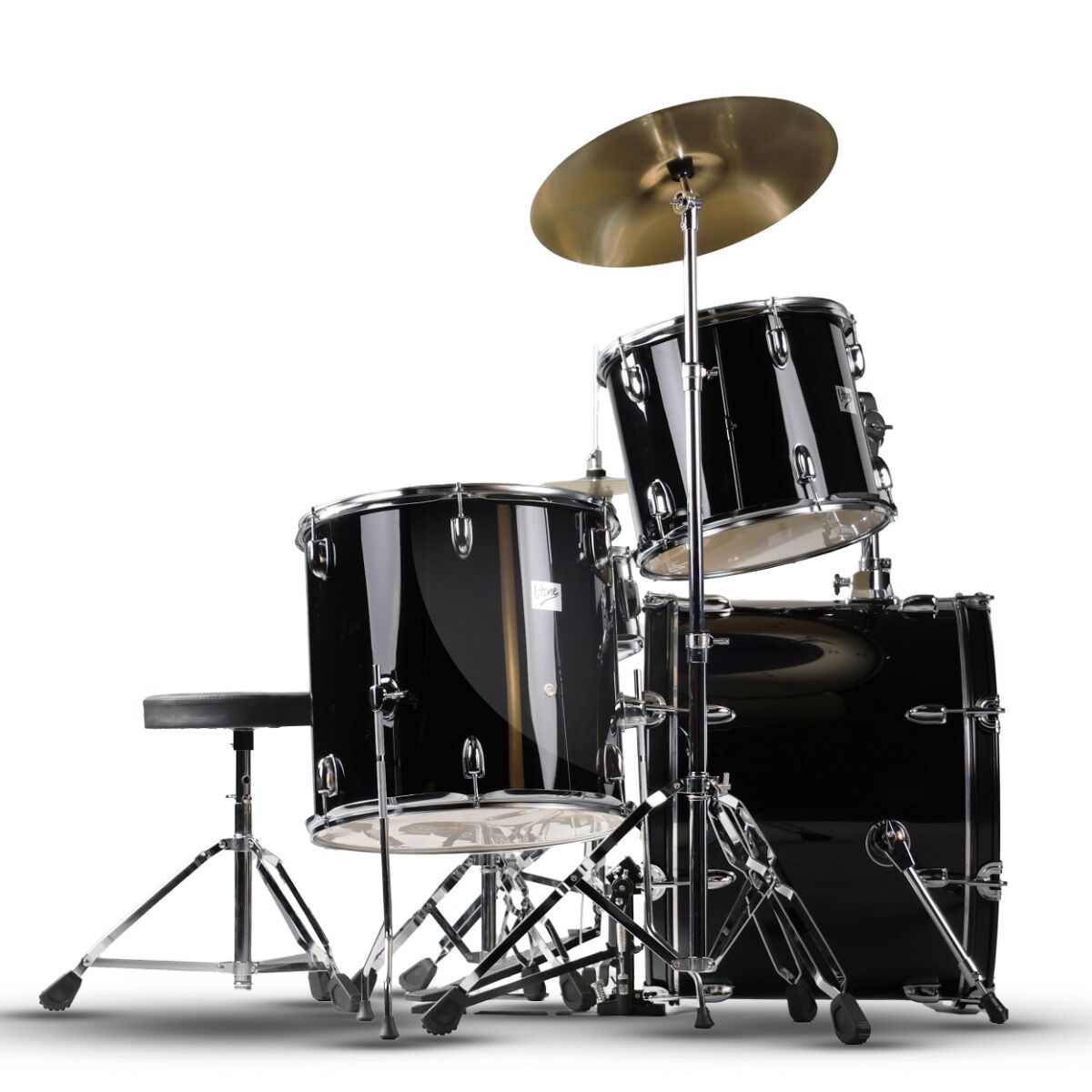 V-TONE VD KIT PRO Acoustic Drum Kit – Black incl. Drumsticks & Drum Throne