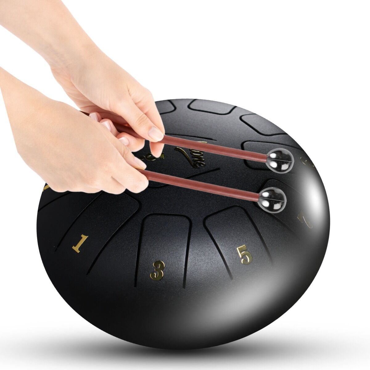 Tongue Drum 8" Black incl. Accessories (11 Tones)