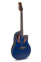 Ovation E-Acoustic Guitars Celebrity Elite Plus Mid Cutaway - Blue Transparent Quilt (CE44P-8TQ-G)