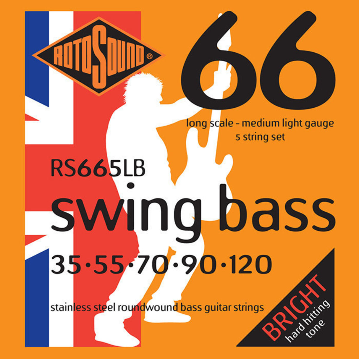 Rotosound E-Bass Strings Swing Bass 66 - Set 5-string Stainless Steel Medium-Light 35-120 (RS665LB)