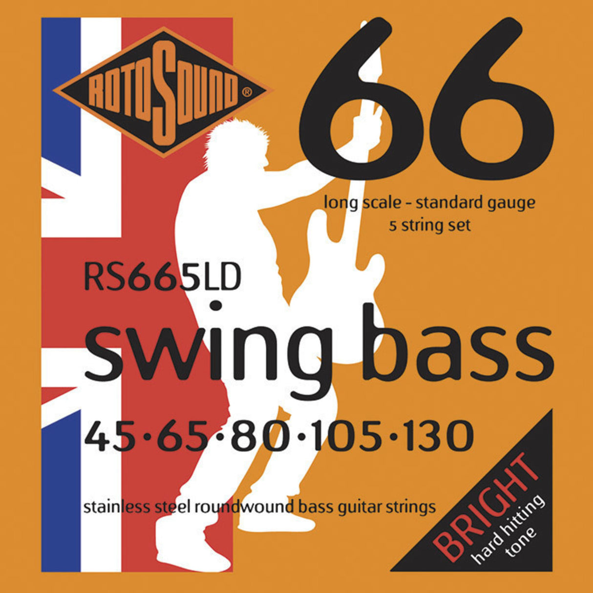 Rotosound E-Bass Strings Swing Bass 66 - Set 5-string Stainless Steel Standard 45-130 (RS665LD)