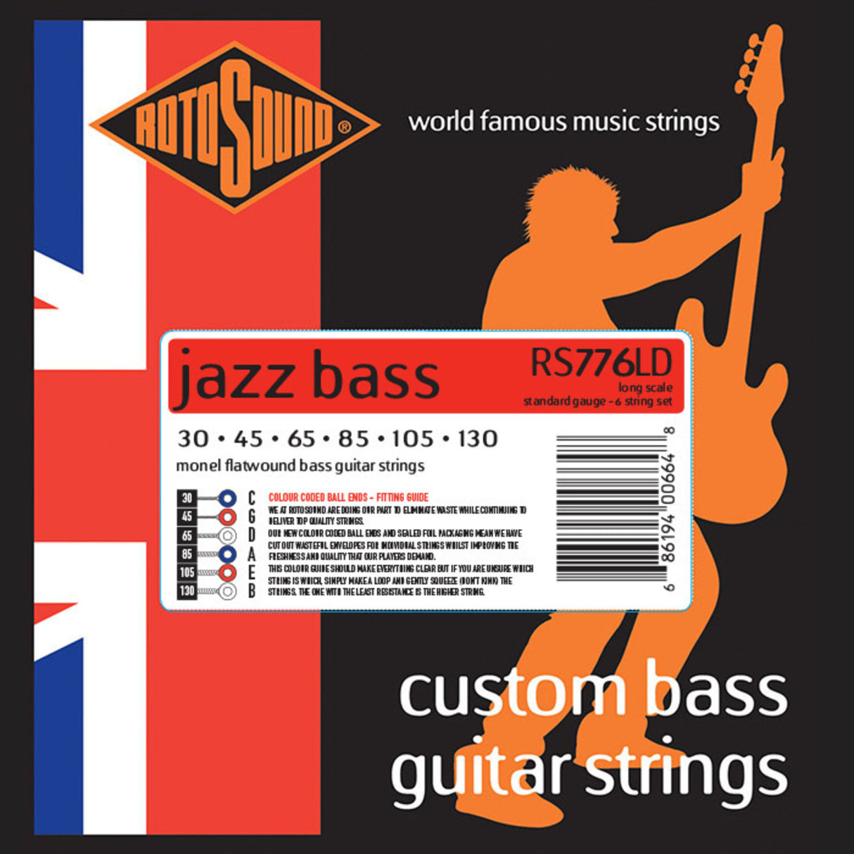 Rotosound Jazz Bass Strings Jazz Bass 77 - 6-string flatwound set, standard 30-130 (RS776LD)