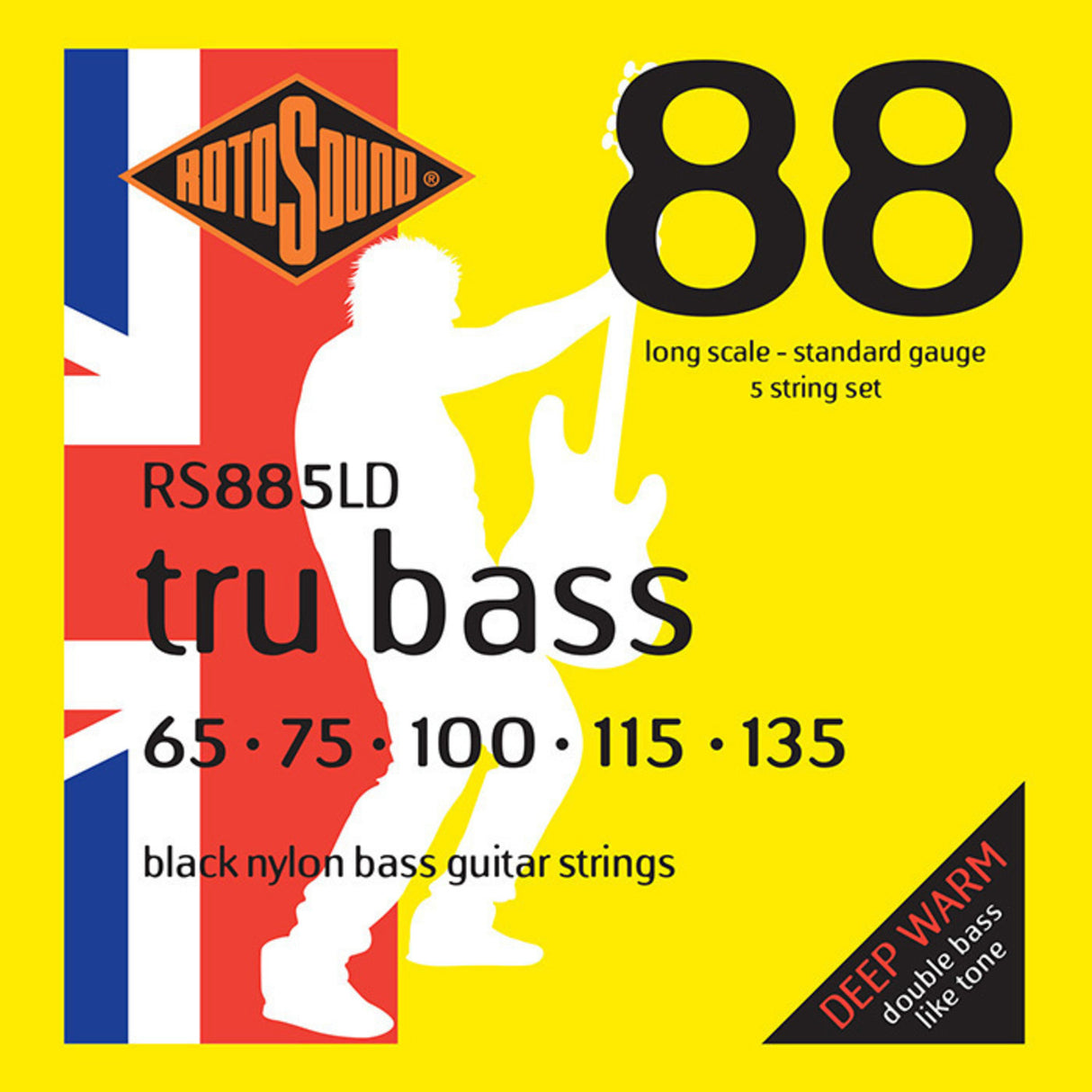 Rotosound E-Bass strings Tru Bass 88 - set 5-string long 65-135; long scale: scale length (34"/860mm) - to medium (32"/810mm) (RS885LD)