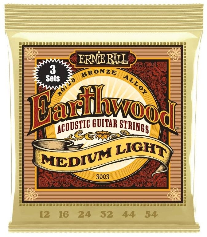 Ernie Ball 3003 Earthwood 80/20 Medium Light - 3 sets pack