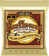 Ernie Ball 3069 Folk Nylon Clear & Gold Ball End Strings 3-P