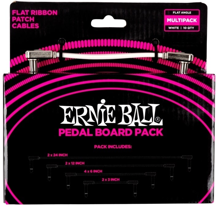Ernie Ball EB-6387, Flat Patch Cable White, Multipack