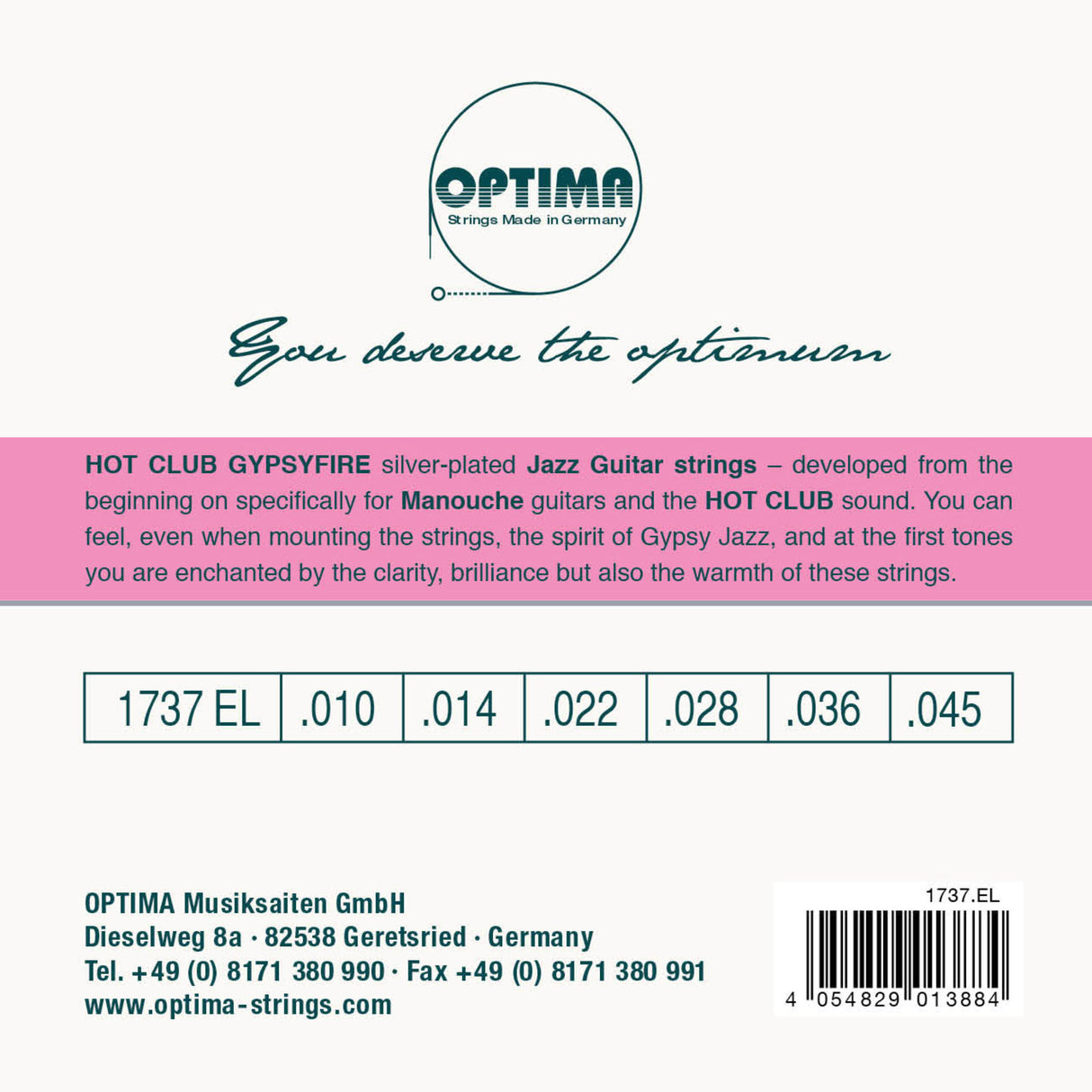 Optima Strings for Acoustic Guitars Hot Club Gypsyfire silver plated - Set (1737EL)