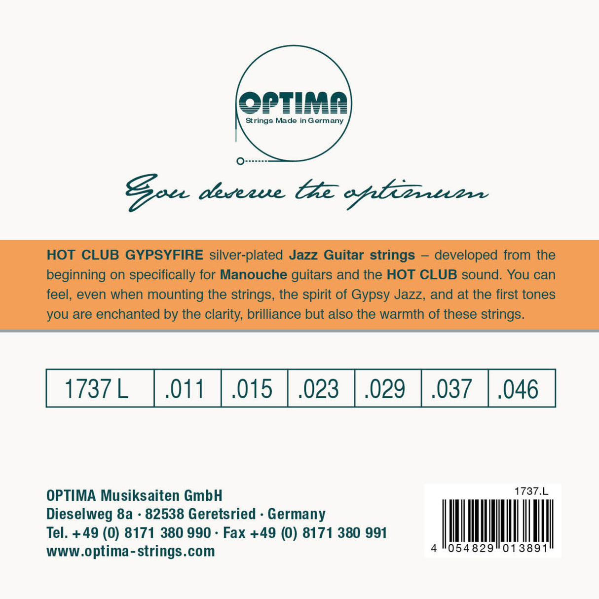 Optima Strings for Acoustic Guitars Hot Club Gypsyfire silver plated - Set (1737L)