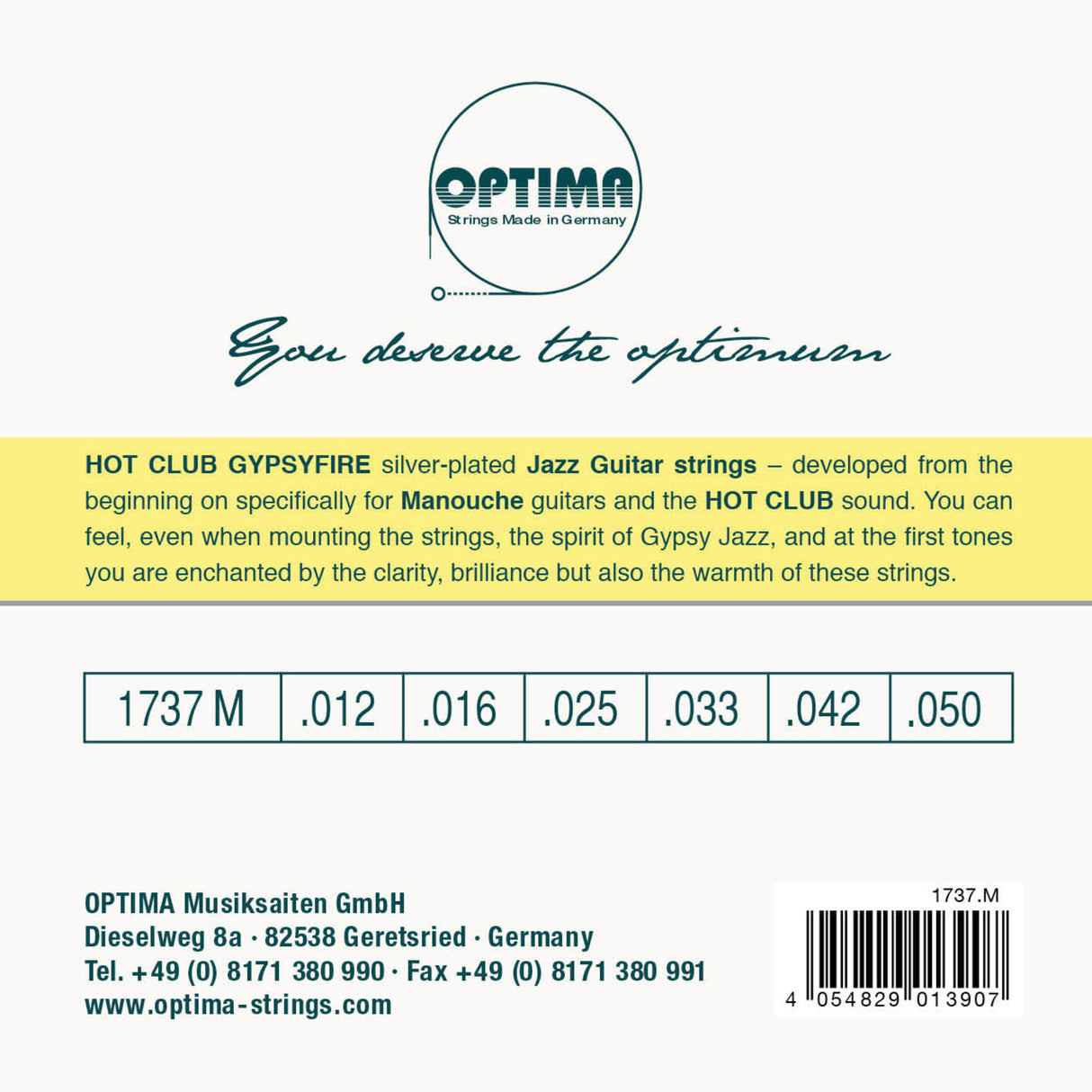 Optima Strings for Acoustic Guitars Hot Club Gypsyfire silver plated - Set (1737M)