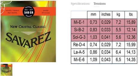 Savarez Strings for classical guitars New Cristal Classic - Set (540CR)