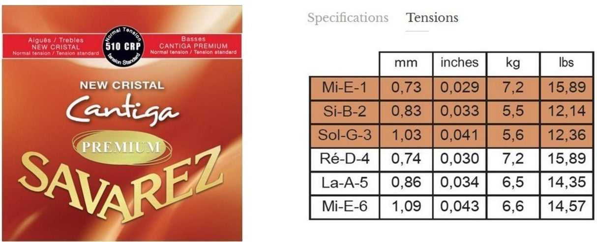Savarez Strings for classical guitars New Cristal Cantiga Premium - Normal set (510CRP)
