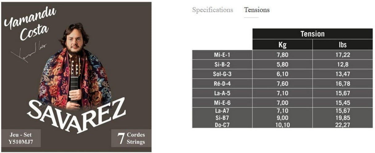 Savarez Strings for classical guitar YAMANDU COSTA 7-string - 7-string high tension (Y510MJ7)