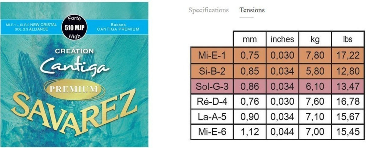 Savarez Strings for classic guitars Creation Cantiga Premium - Set high (510MJP)