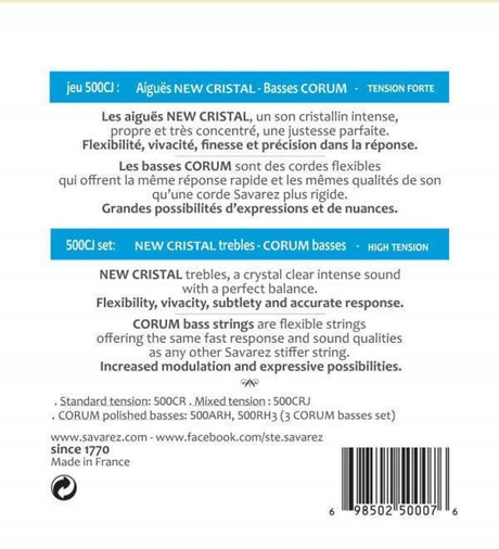 Savarez Strings for classical guitars Corum New Cristal - Set (500CJ)