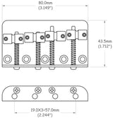 Partsland E-bass bridge 4-string - chrome-plated