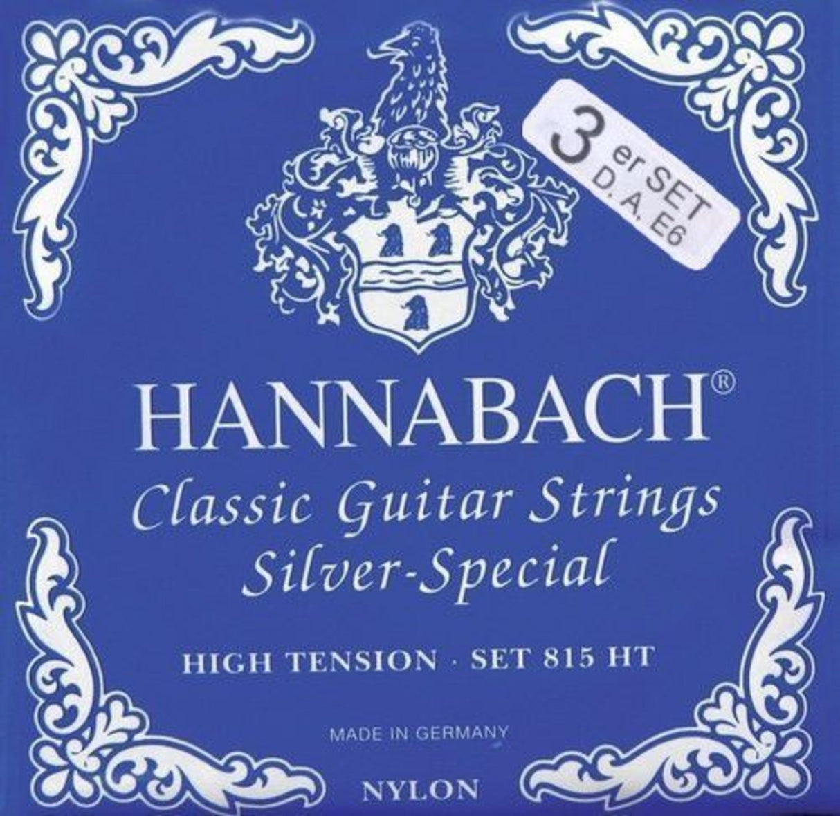 Hannabach strings for classical guitar Series 815 High Tension Silver special - Set of 3 bass strings (8157HT)