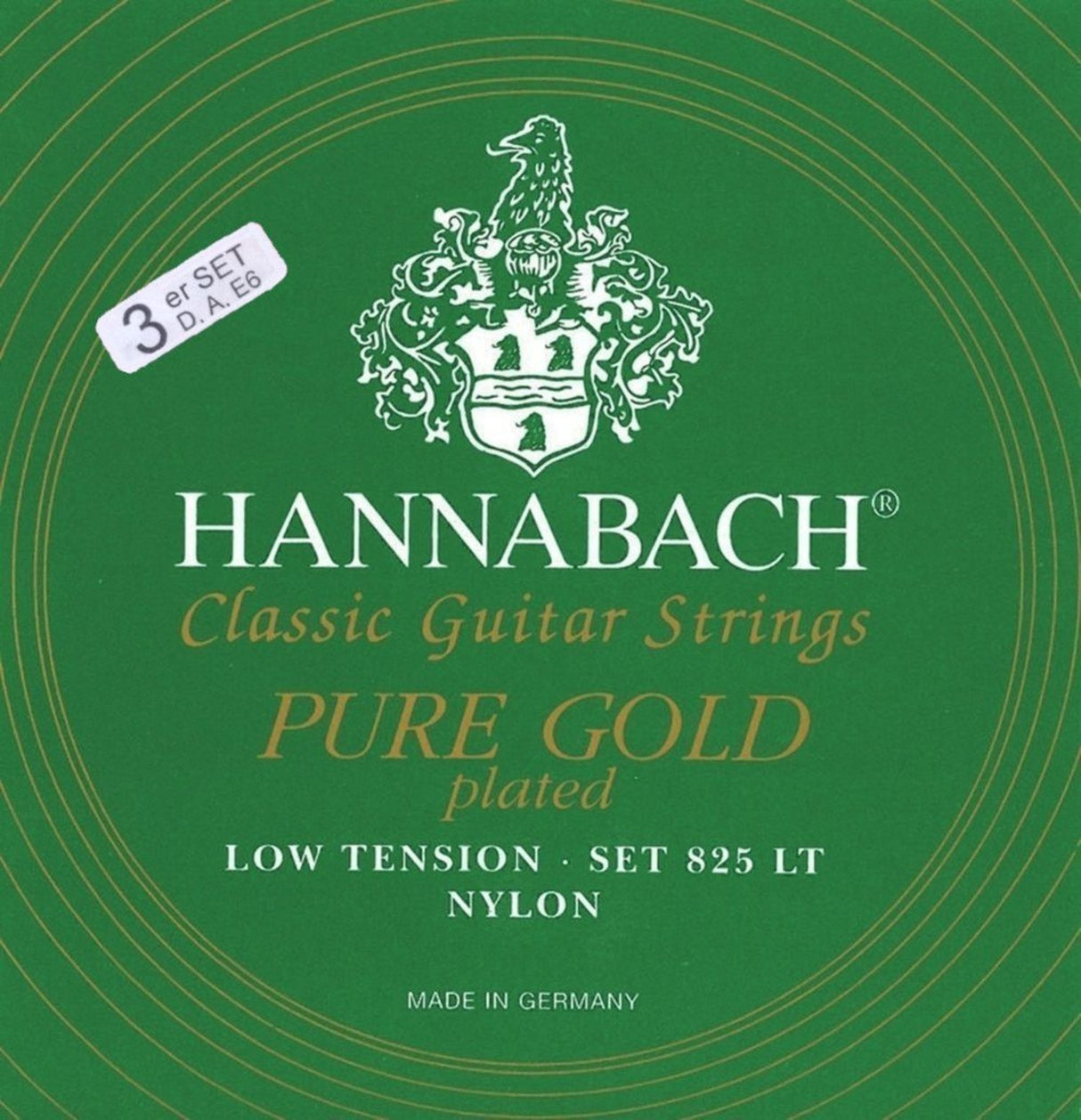 Hannabach Strings for classical guitar Serie 825 Low tension specialized gold plated - set of 3 bass strings low (8257LT)