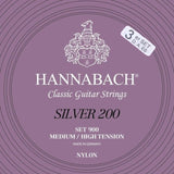 Hannabach strings for classical guitar Series 900 Medium/High Tension Silver 200 - set of 3 bass strings med-hi (9007MHT)