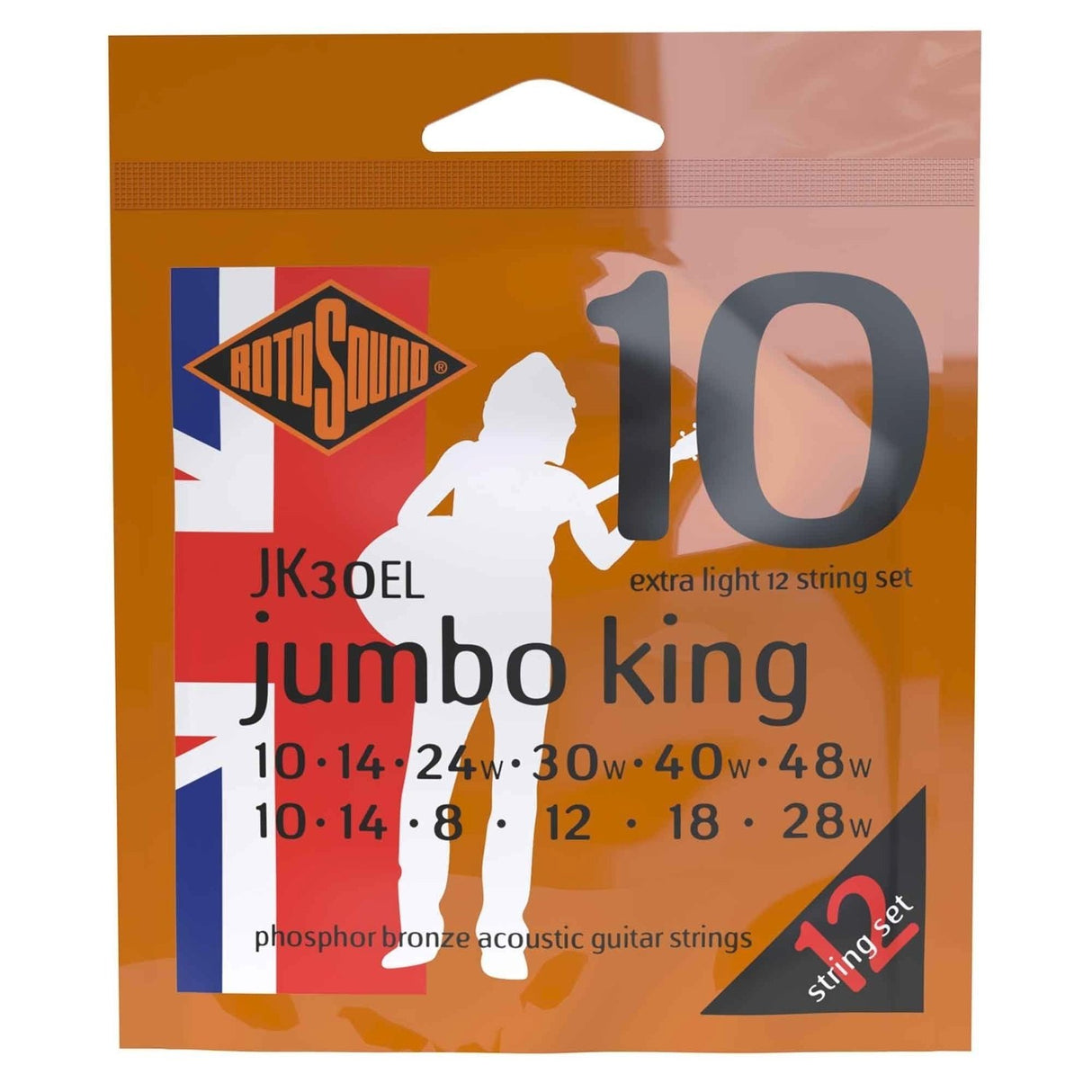 Rotosound Strings for Acoustic Guitars Jumbo King - Set 12-string Extra Light 10-48 (JK30EL)