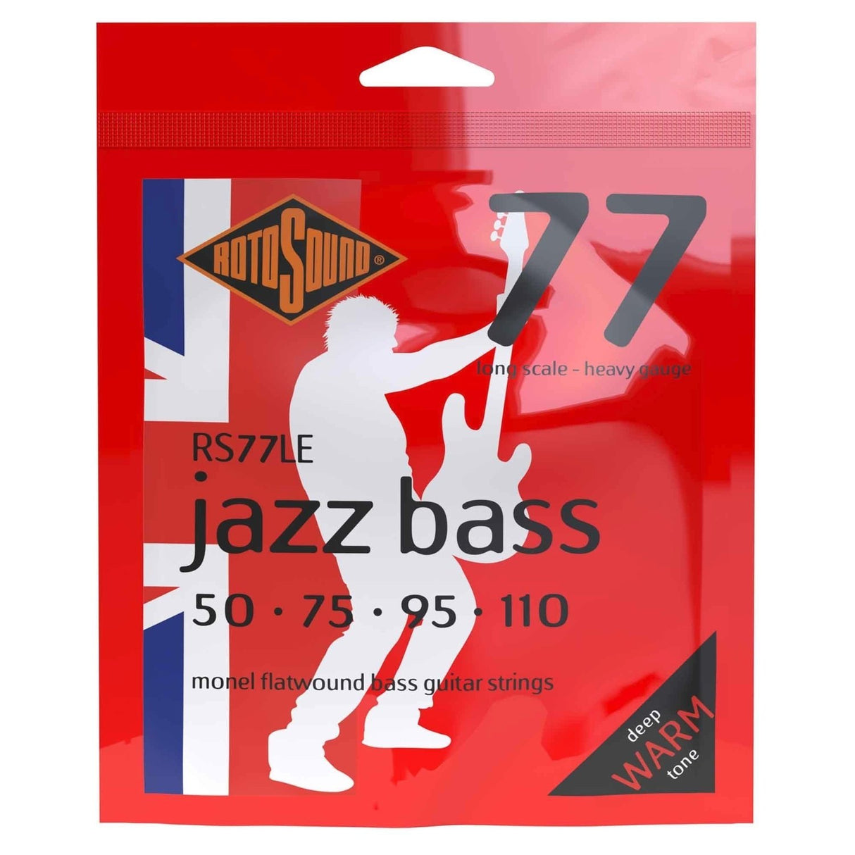Rotosound Jazz Bass strings Jazz Bass 77 - 4-string set, Flatwound Heavy 50-110 (RS77LE)