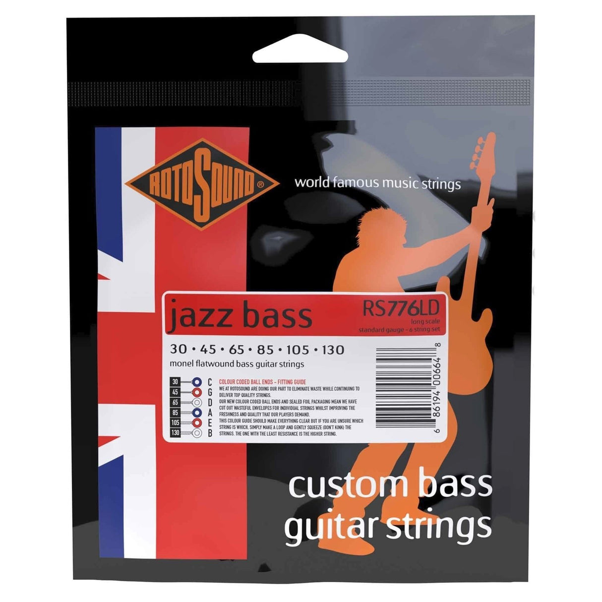 Rotosound Jazz Bass Strings Jazz Bass 77 - 6-string flatwound set, standard 30-130 (RS776LD)