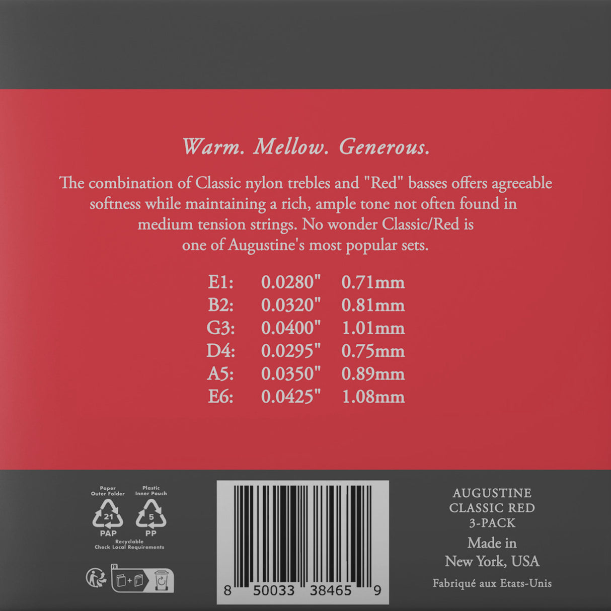 Augustine Strings for classical guitar Classic Label - 3 x Set Classic Red (normal/medium)