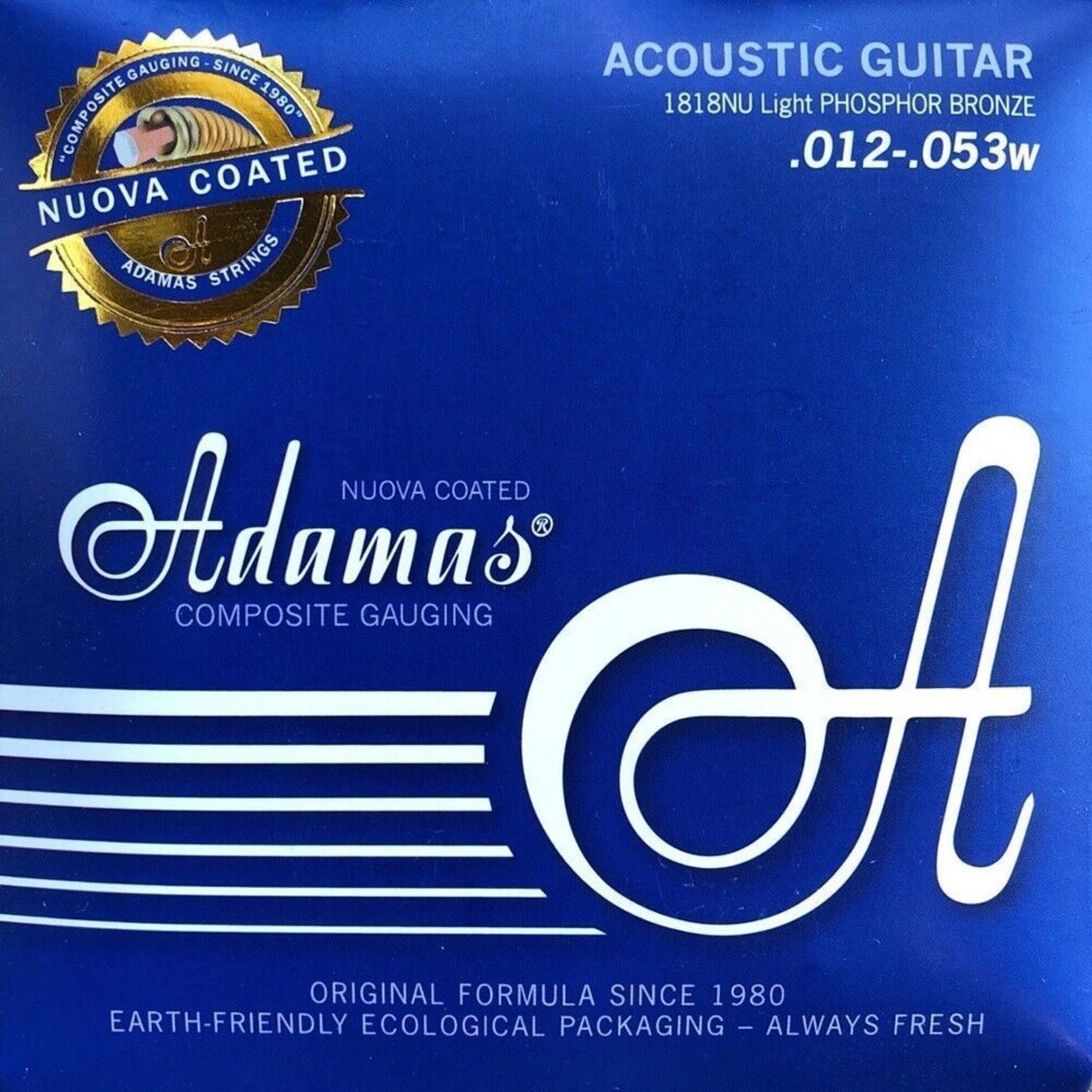 Adamas Strings for Acoustic Guitars Nuova Phosphor Bronze Coated - Light .012-.053 (1818NU)