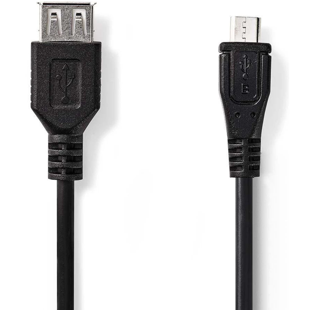 NEDIS USB Micro B male to USB A female – Black, 20 cm