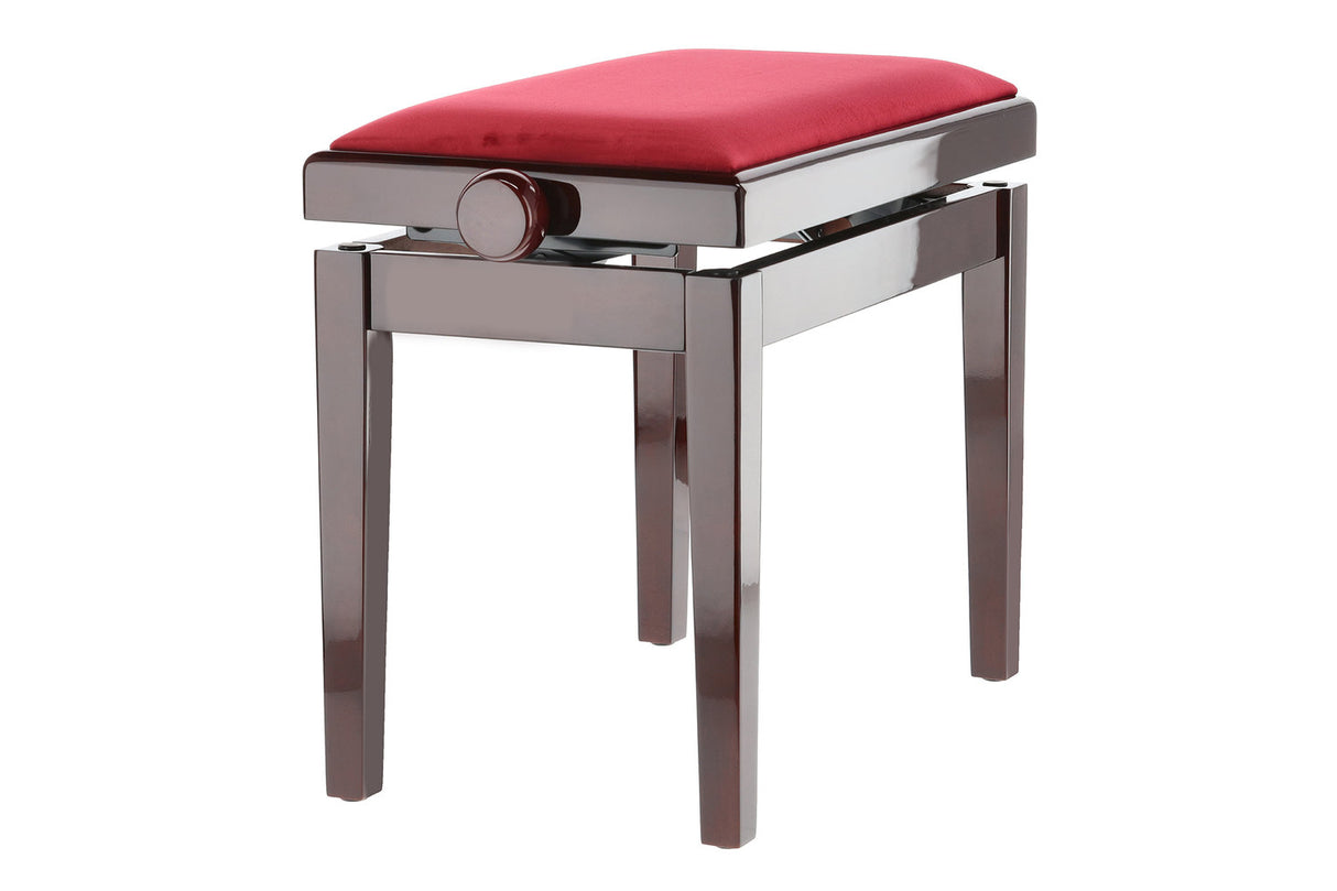 GEWA Piano bench Deluxe - High-gloss mahogany (Dark red seat)