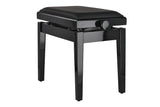 GEWA Deluxe Autolift piano bench, vinyl - Black high gloss (Black seat)